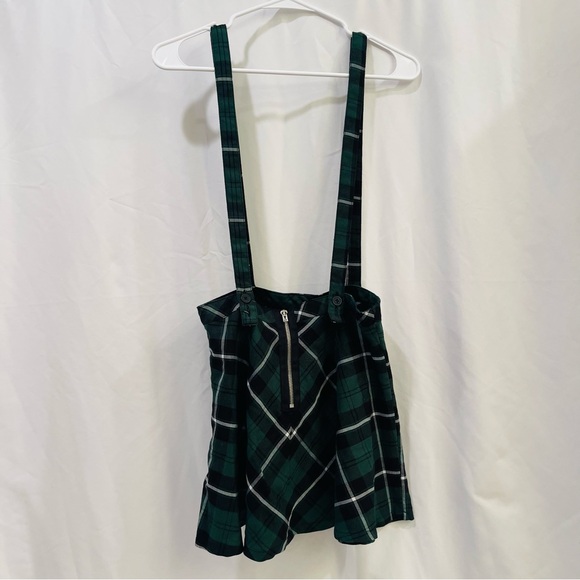 Royal Bones Green and Black Plaid Mini Jumper Skirt Zip Up Size Small - Picture 5 of 13